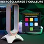 The G-Lab K-STAND RADO - Support pour casque gaming avec rétroéclairage RGB USB 7 couleurs - Blanc