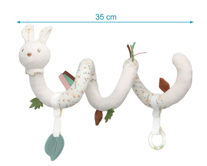 KioKids Peluche en forme de spirale lapin blanc pour bébé 0 mois - Jouet doudou pour landau et berceau, lavable 30°C