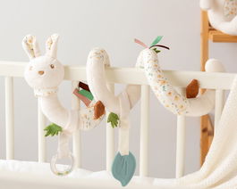 KioKids Peluche en forme de spirale lapin blanc pour bébé 0 mois - Jouet doudou pour landau et berceau, lavable 30°C