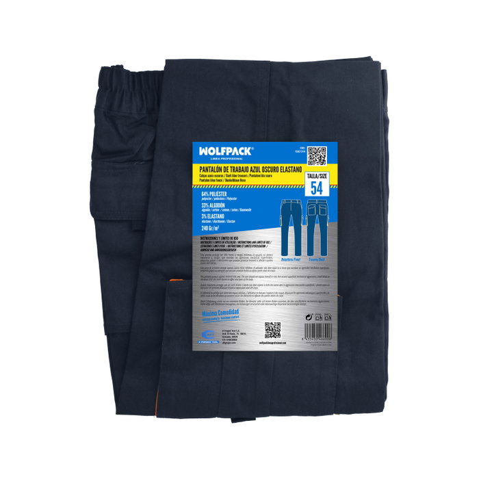 WOLFPACK LINEA PROFESIONAL Pantalon de travail bleu foncé avec Spandex Taille 54