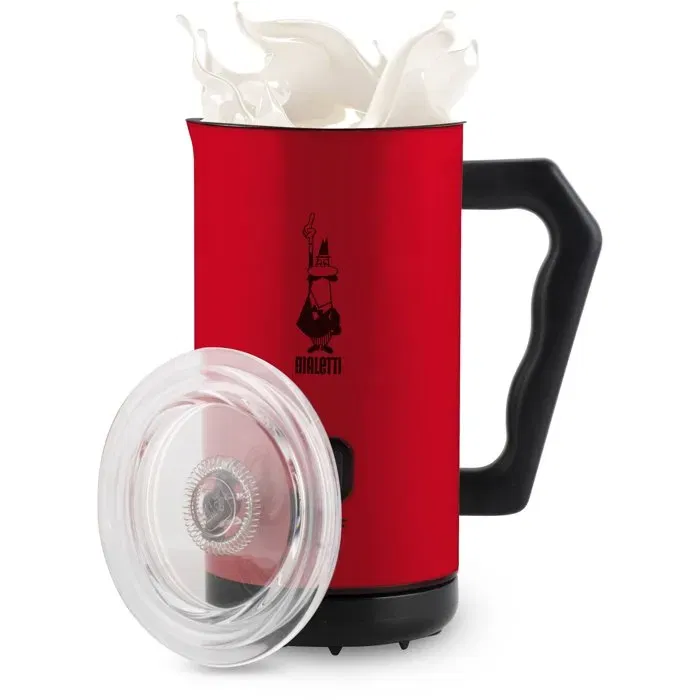 Bialetti Mousseur à lait électrique 300 ml Rouge Modèle MKF02 pour mousse généreuse et veloutée