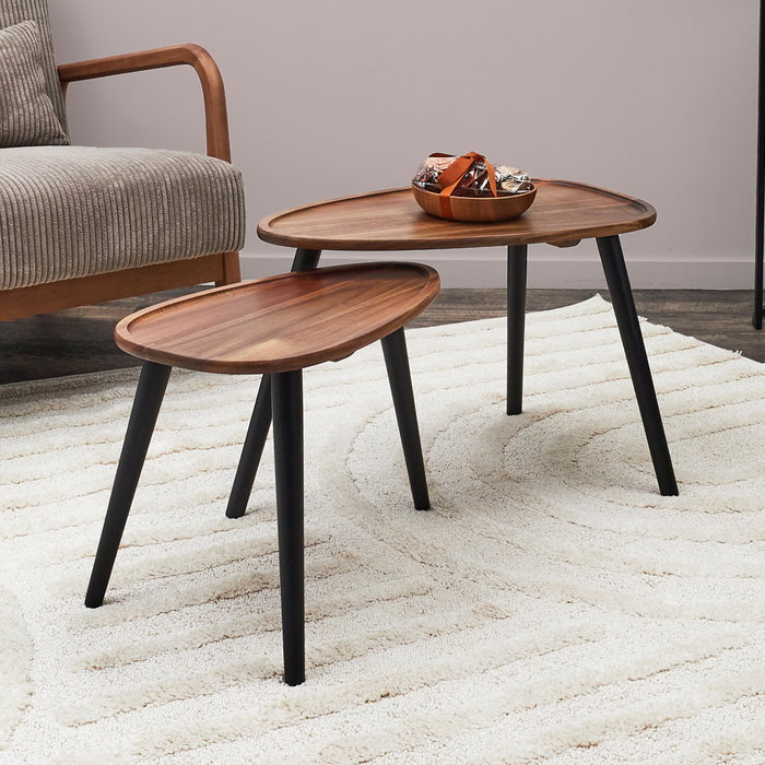Home Deco Factory Ensemble de 2 Tables Gigognes en Acacia