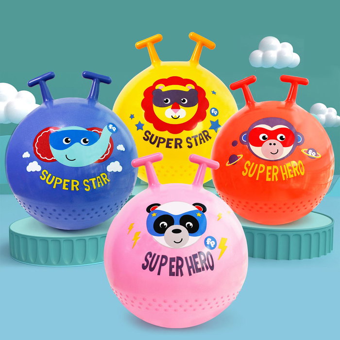 DEQUBE Fisher Price Ballon Sauteur avec Assise Peluche 42 cm Jaune - Inclut Pompe à Pied pour Enfants à Partir de 18 Mois