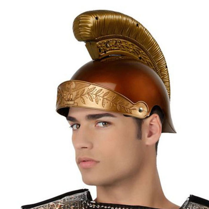 Atosa Casque Romain Doré avec Panache et Reliefs pour Adulte Atosa Casque Romain Doré avec Panache et Reliefs pour Adulte