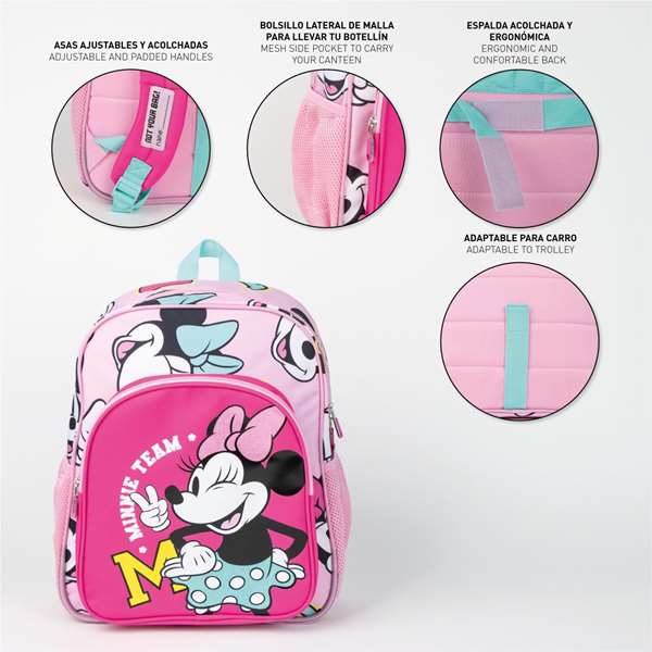 Cerdá - Mochila Escolar Minnie pour École - Sac à Dos pour Enfants 38 cm, Taille Moyenne, Dimensions 31 x 12 x 38 cm, Couleur Fuchsia