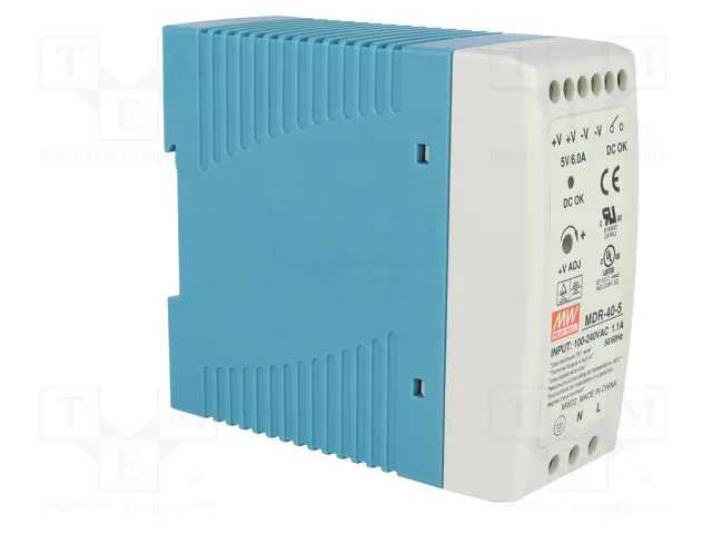 MEAN WELL MDR-40-5 Alimentation à impulsions pour rail DIN 30W 5VDC 6A