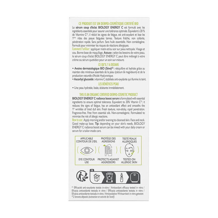 A-Derma Sérum Illuminateur BIOLOGY ENERGY C - 30 ml - Certifié Bio, Riche en Vitamine C²