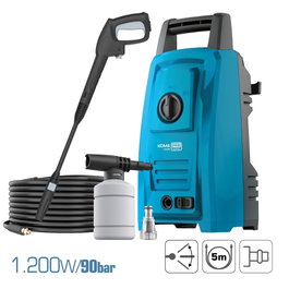Koma Tools Pro Series HL-1200 Nettoyeur Haute Pression 1200W 90 Bar avec Accessoires Bleu