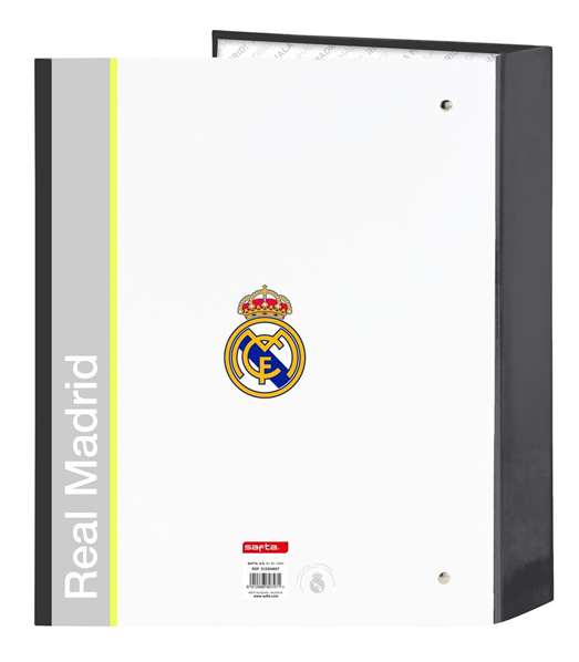 Safta - Classeur grand format à 4 anneaux 35mm lanière large Real Madrid équipement 25/26 - 27x33x6 cm, âge min. 3 ans Safta - Classeur grand format à 4 anneaux 35mm lanière large Real Madrid équipement 25/26 - 27x33x6 cm, âge min. 3 ans