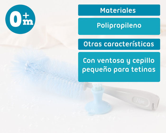 KioKids Cepillo Limpiabiberones, Soft Nordic, Azul y Gris, avec Mango Ergonomique et Ventouse pour Nettoyer Biberons et Tétines, Matériau Polipropylène Hygénique, 0+ Mois KioKids Cepillo Limpiabiberones, Soft Nordic, Azul y Gris, avec Mango Ergonomique et Ventouse pour Nettoyer Biberons et Tétines, Matériau Polipropylène Hygénique, 0+ Mois