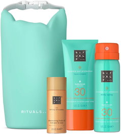 Rituals - Coffret The Ritual Of Karma : Huile Corporelle Shimmer 30 ml + Crème Visage SPF 30 50 ml + Spray Solaire White Tea SPF 30 50 ml