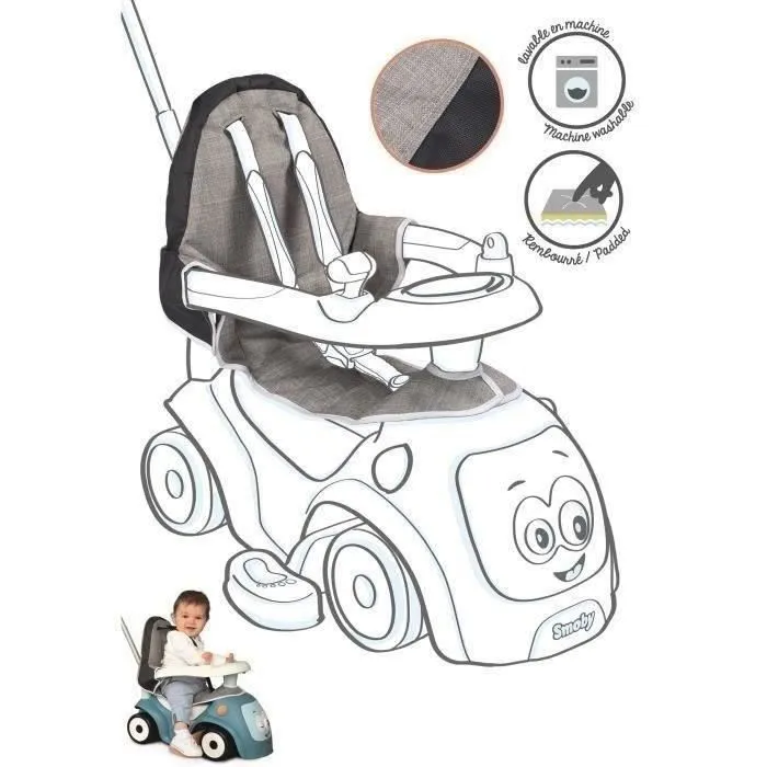 Smoby Housse de siège rembourrée et confortable pour porteur bébé Maestro, enfant dès 6 mois, gris et bleu Smoby Housse de siège rembourrée et confortable pour porteur bébé Maestro, enfant dès 6 mois, gris et bleu