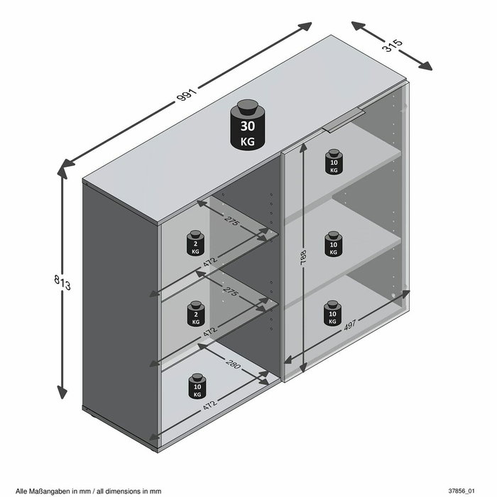 BigBuy Home Petit meuble de rangement Noir