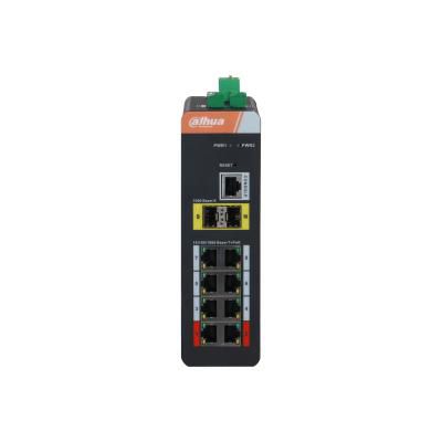 Dahua - Commutateur industriel géré Gigabit 10 ports avec PoE+ sur 8 ports - Supporte PoE longue distance 250 m, VLAN, agrégation de liens