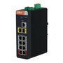 Dahua - Commutateur industriel géré Gigabit 10 ports avec PoE+ sur 8 ports - Supporte PoE longue distance 250 m, VLAN, agrégation de liens