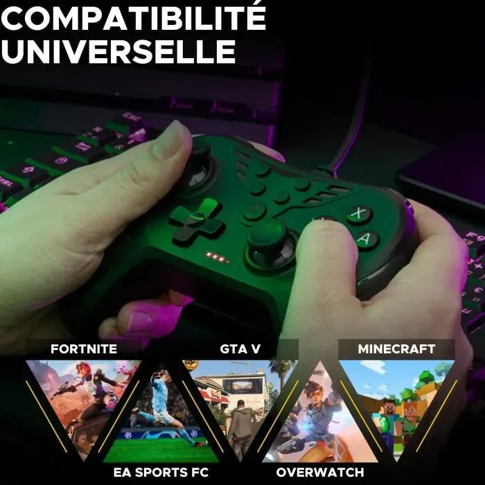 The G-LAB K-PAD HELIUM - Manette de jeu filaire USB pour PC et PlayStation - Noir