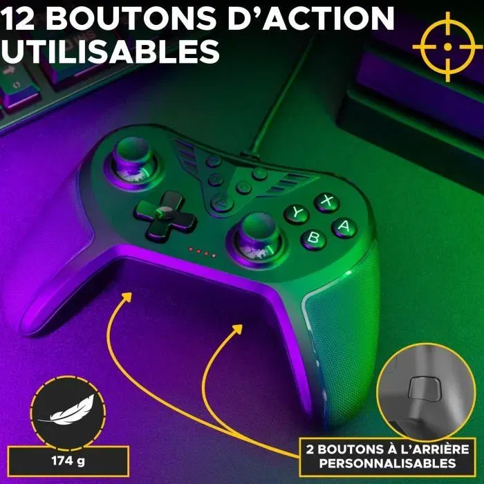 The G-LAB K-PAD HELIUM - Manette de jeu filaire USB pour PC et PlayStation - Noir