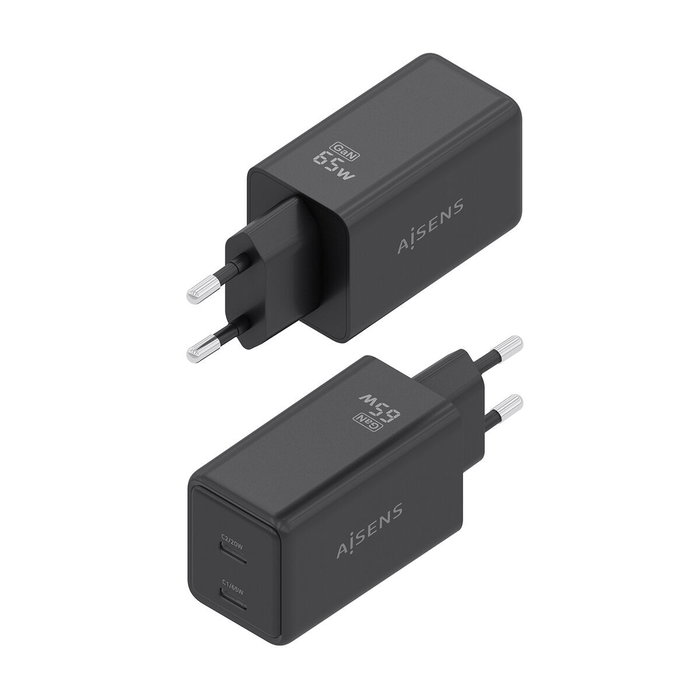 Chargeur mural Aisens ASCH-65W2P079-BK Noir 50 W