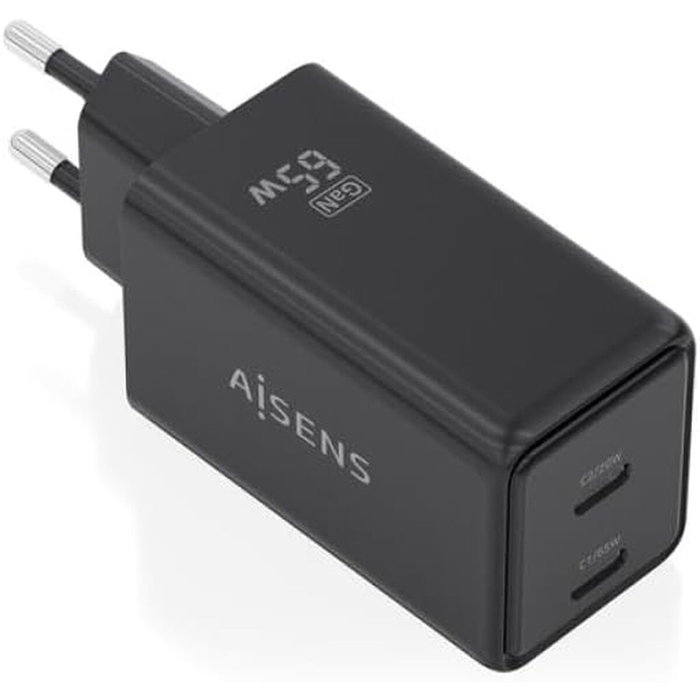 Chargeur mural Aisens ASCH-65W2P079-BK Noir 50 W
