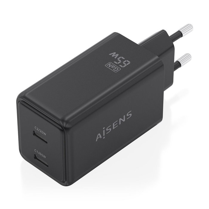 Chargeur mural Aisens ASCH-65W2P079-BK Noir 65 W