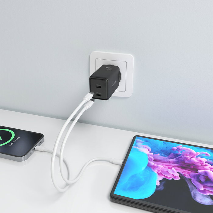 Chargeur mural Aisens ASCH-65W2P079-BK Noir 65 W