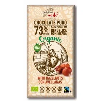 CHOCOLATES SOLE Chocolat Noir 73% avec Noisettes 150g - Bio S CHOCOLATES SOLE Chocolat Noir 73% avec Noisettes 150g - Bio S