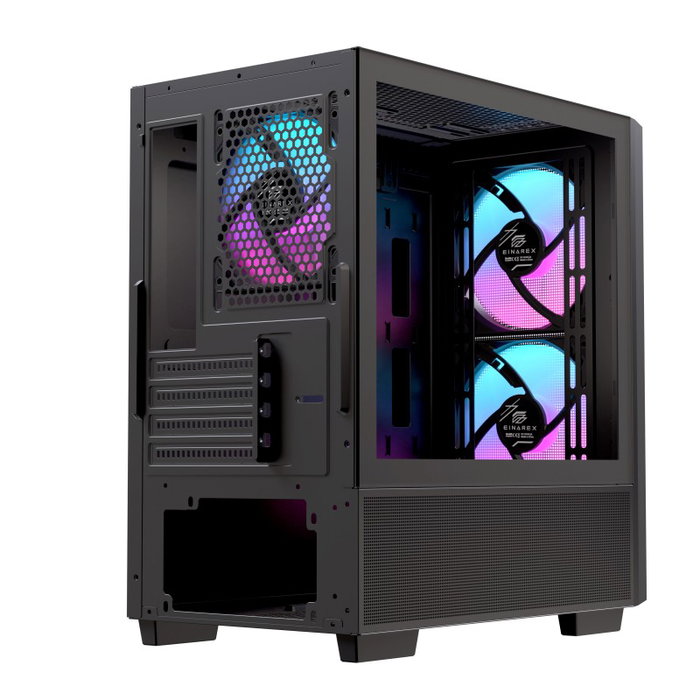Einarex PM150 Boîtier Micro-ATX Gaming RGB USB 3.0 USB-C Noir, Fenêtre en Verre Trempé Einarex PM150 Boîtier Micro-ATX Gaming RGB USB 3.0 USB-C Noir, Fenêtre en Verre Trempé