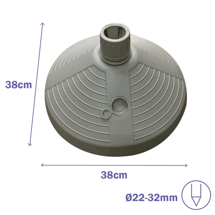 Marbueno 10502 Base de Parasol Ronde Plastique 45x45x14 cm 20L Blanc pour Jardin Piscine Terrasse