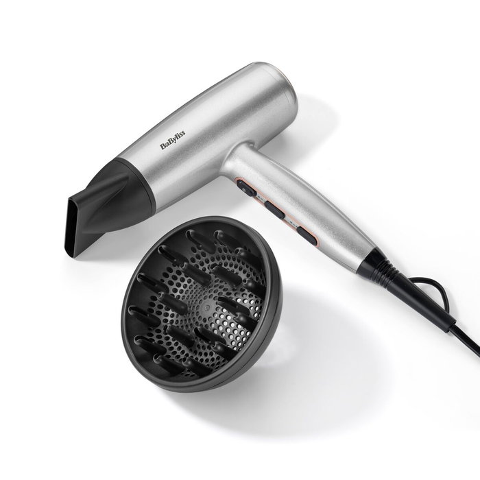 BaByliss D580DE Cosmos Sèche-cheveux, 2100 W, Gris argenté et noir BaByliss D580DE Cosmos Sèche-cheveux, 2100 W, Gris argenté et noir