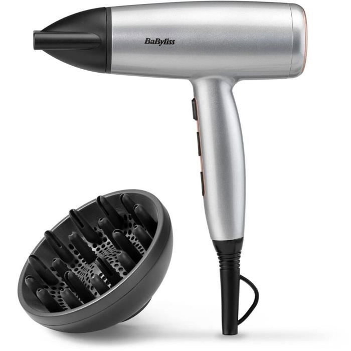BaByliss D580DE Cosmos Sèche-cheveux, 2100 W, Gris argenté et noir BaByliss D580DE Cosmos Sèche-cheveux, 2100 W, Gris argenté et noir