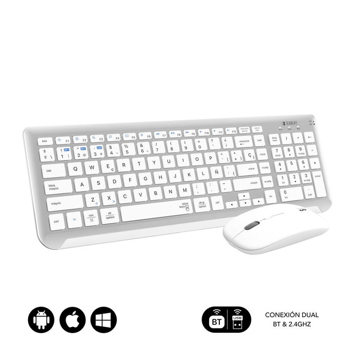 Clavier et souris sans fil Subblim SUBKBC-DCEP10 Argenté Espagnol Qwerty