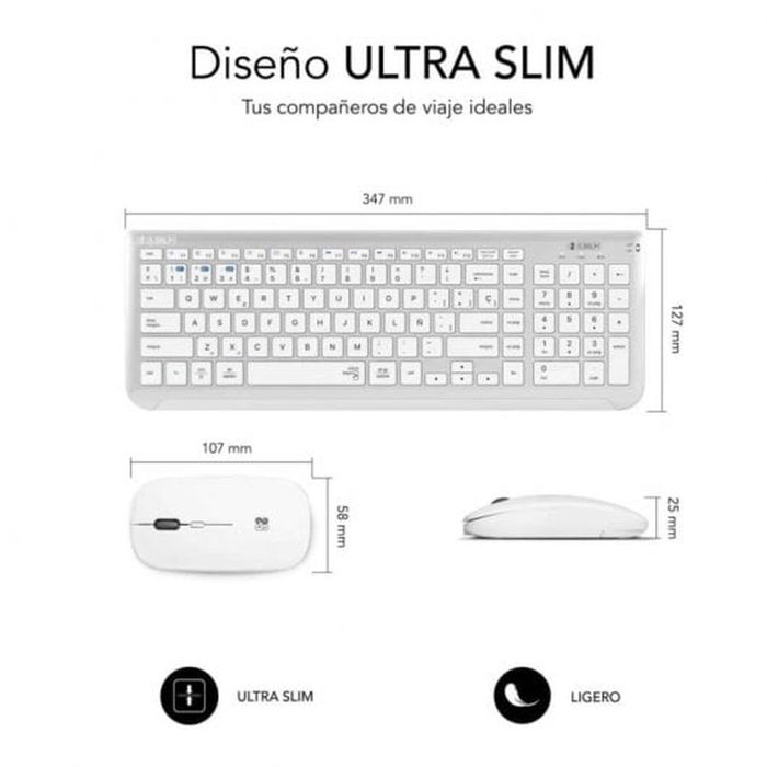 Clavier et souris sans fil Subblim SUBKBC-DCEP10 Argenté Espagnol Qwerty