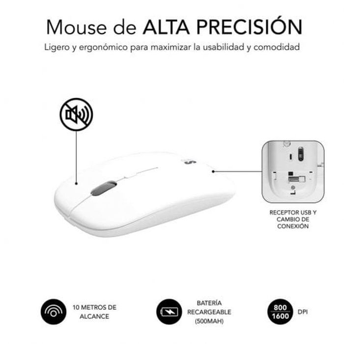 Clavier et souris sans fil Subblim SUBKBC-DCEP10 Argenté Espagnol Qwerty