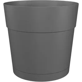Artevasi Pot de Fleurs Rond CAPRI LARGE en Plastique Anthracite, Réservoir d'Eau, Diamètre 40 cm (39.1 x 37 cm) pour Intérieur et Extérieur avec Soucoupe