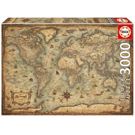 Educa Puzzle 3000 Pièces - Carte du Monde (Mapamundi) Réf. 19567 - Dimensions 120 x 85 cm