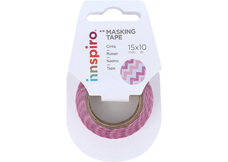 Innspiro Cinta masking tape Washi zig zag roses 15mm x 10m Serie Tutti Frutti