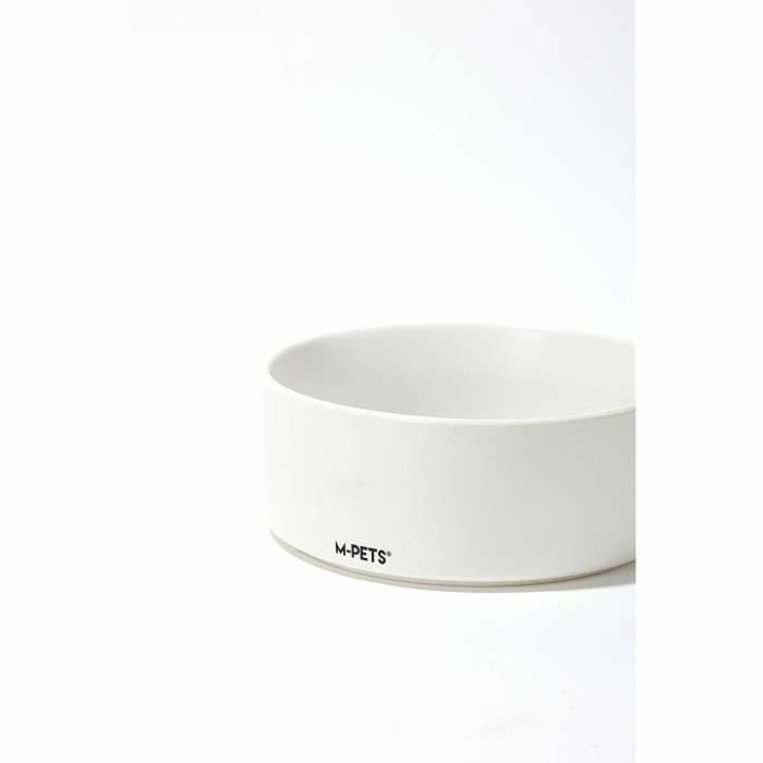 M Pets OPERA - Gamelle double en céramique et support en bambou - Blanc