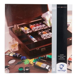 Van Gogh Set Inspiration de peintures à l'huile en coffret en bois avec 14 couleurs et accessoires