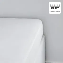 Today Essential - Drap housse 1 personne 90 x 190+25 cm - Coton jersey 100% - Couleur craie