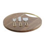 DKD Home Decor Planche à découper Doré Naturel Acacia et Acier inoxydable, 4 Pièces