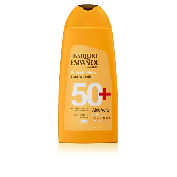 Instituto Español Crème Solaire Visage et Corps SPF 50+ 300 ml - Aloe Vera, Résistante à l'Eau, Texture Non Grasse pour Peaux Sensibles Instituto Español Crème Solaire Visage et Corps SPF 50+ 300 ml - Aloe Vera, Résistante à l'Eau, Texture Non Grasse pour Peaux Sensibles