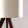 Qinhuangdao-1 Lampe de Sol Trépied en Bois avec Abat-Jour en Tissu Cylindrique - Interrupteur Intégré - Douille E27 (OPV-780SGN3438)
