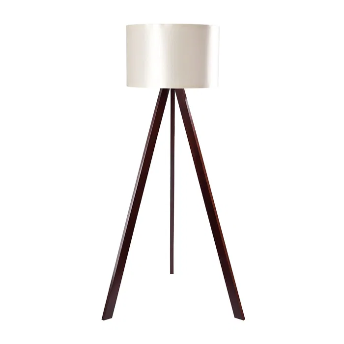 Qinhuangdao-1 Lampe de Sol Trépied en Bois avec Abat-Jour en Tissu Cylindrique - Interrupteur Intégré - Douille E27 (OPV-780SGN3438) Qinhuangdao-1 Lampe de Sol Trépied en Bois avec Abat-Jour en Tissu Cylindrique - Interrupteur Intégré - Douille E27 (OPV-780SGN3438)