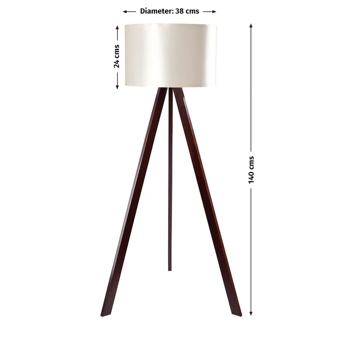Qinhuangdao-1 Lampe de Sol Trépied en Bois avec Abat-Jour en Tissu Cylindrique - Interrupteur Intégré - Douille E27 (OPV-780SGN3438) Qinhuangdao-1 Lampe de Sol Trépied en Bois avec Abat-Jour en Tissu Cylindrique - Interrupteur Intégré - Douille E27 (OPV-780SGN3438)