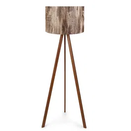 Lampe sur pied "Qinhuangdao-1" OPV-780SGN3438 Bois Tissu Abat-jour Cylindrique Douille E27