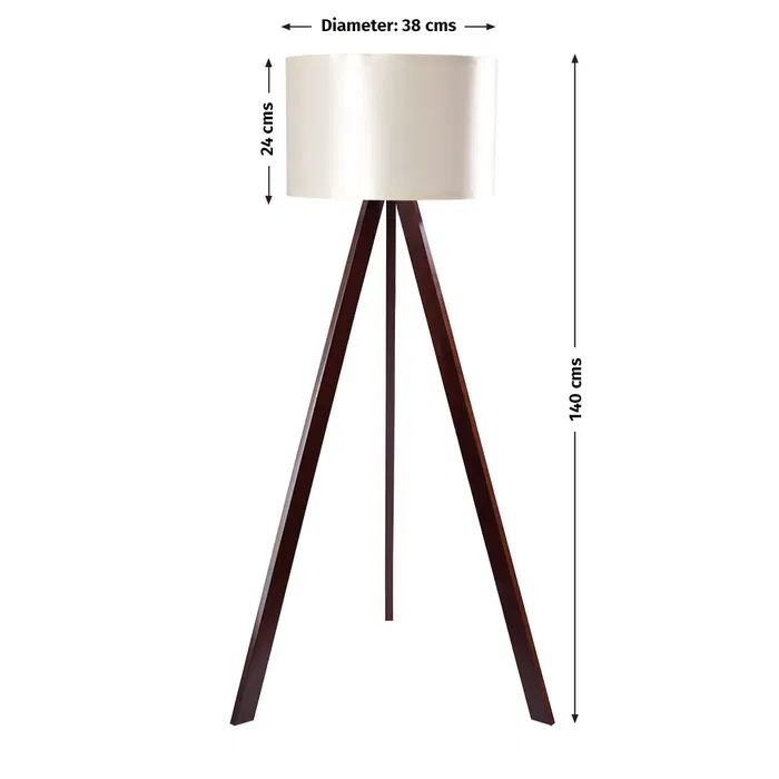 Lampe sur pied "Qinhuangdao-1" OPV-780SGN3438 Bois Tissu Abat-jour Cylindrique Douille E27