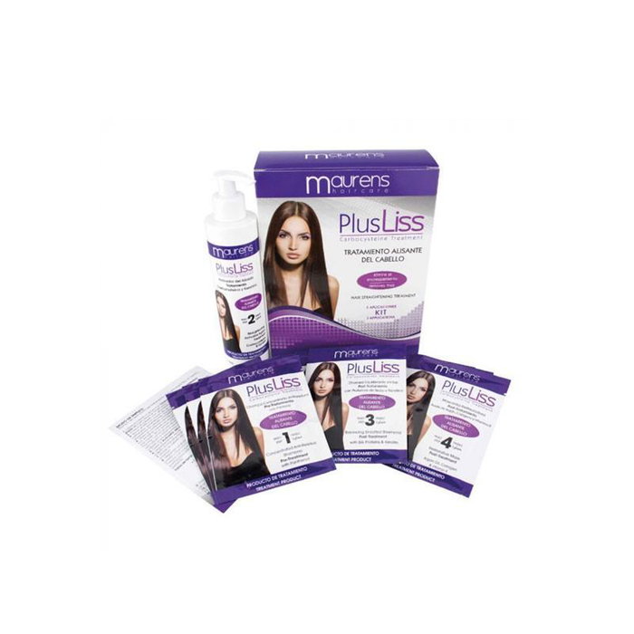 Maurens Kit Plus Liss - Lissage temporaire avec Carbocystéine et Kératine - Traitement mono-usage en 4 étapes pour cheveux lisses et naturels Maurens Kit Plus Liss - Lissage temporaire avec Carbocystéine et Kératine - Traitement mono-usage en 4 étapes pour cheveux lisses et naturels