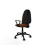 Chaise Algarra Contact permament de base Cuir écologique Marron Structure polyamide noire Accoudoirs fixes Sans appui-tête Roulettes en nylon 50 mm