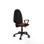 Chaise Algarra Contact permament de base Cuir écologique Marron Structure polyamide noire Accoudoirs fixes Sans appui-tête Roulettes en nylon 50 mm