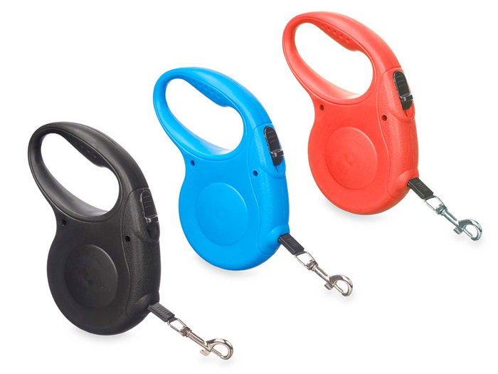 MASCOW Flexi Mascota Laisses Extensibles 5 Mètres, Lot de 3 (Couleurs : Bleu, Noir, Rouge)